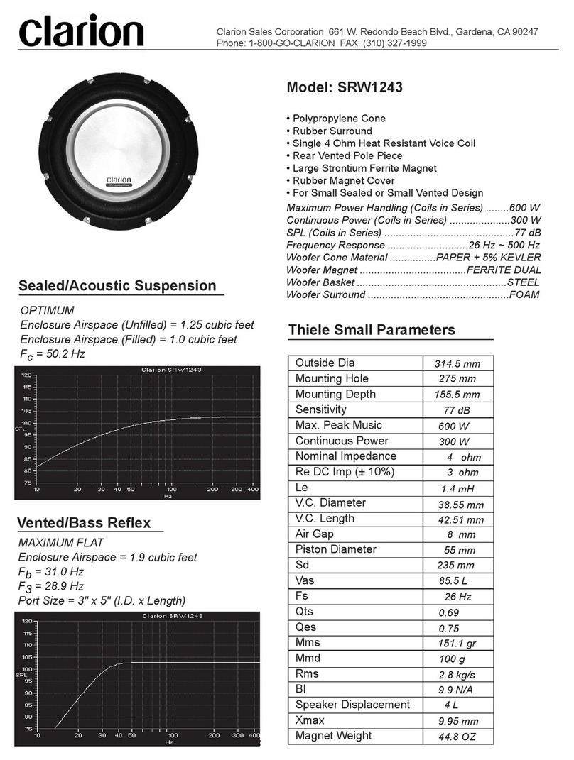 Clarion SRW1243 Specification sheet