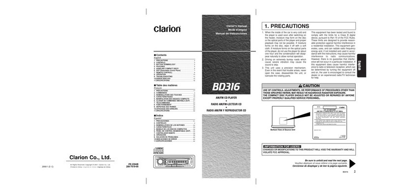 Clarion BD316 owner's manual