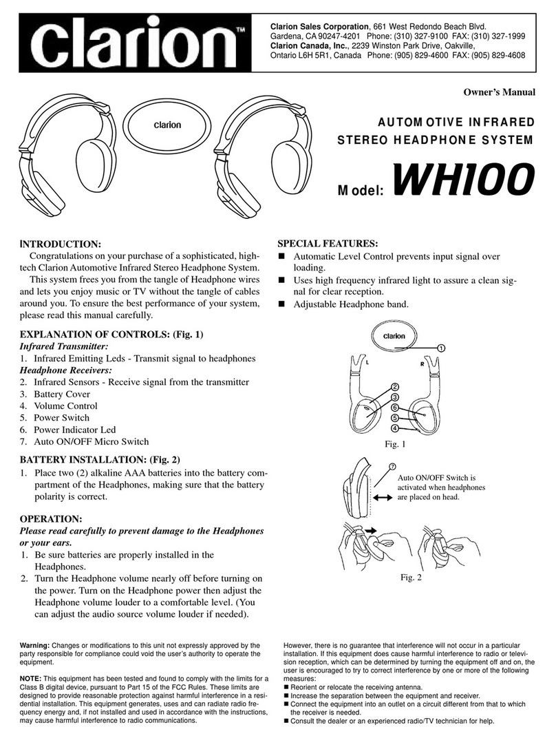 Clarion AUTOMOTIVE INFRARED WH100 owner's manual