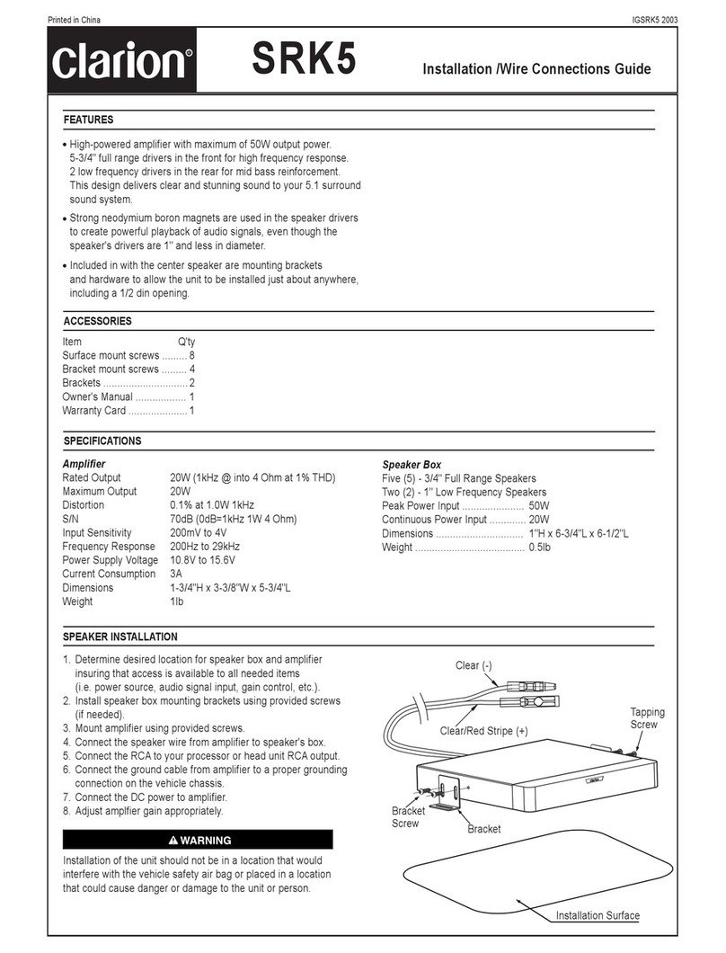 Clarion SRK5 Installation/wire connection guide