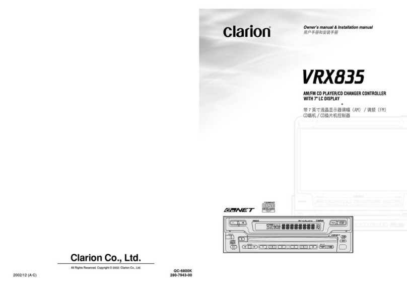 Clarion VRX 835  VRX835 VRX835 Quick start guide