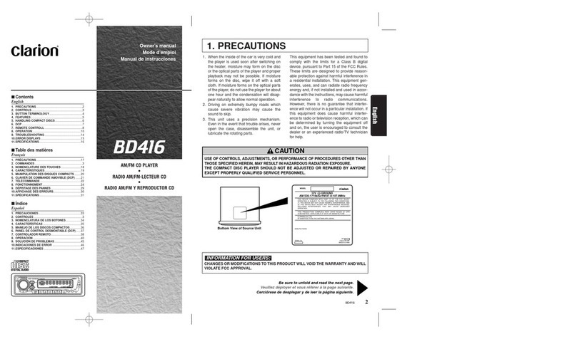 Clarion BD416 owner's manual