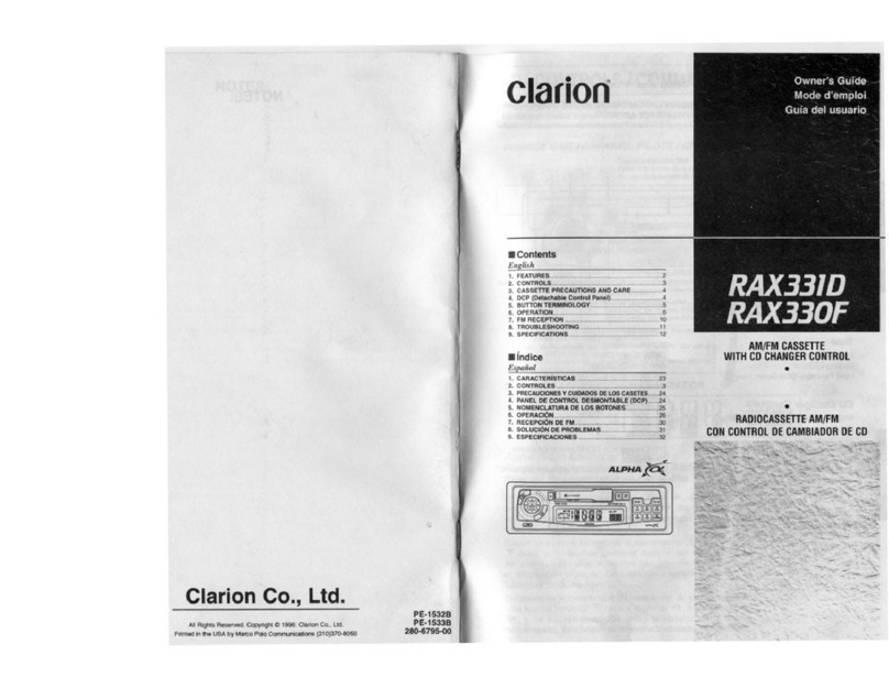 Clarion RAX330F User manual
