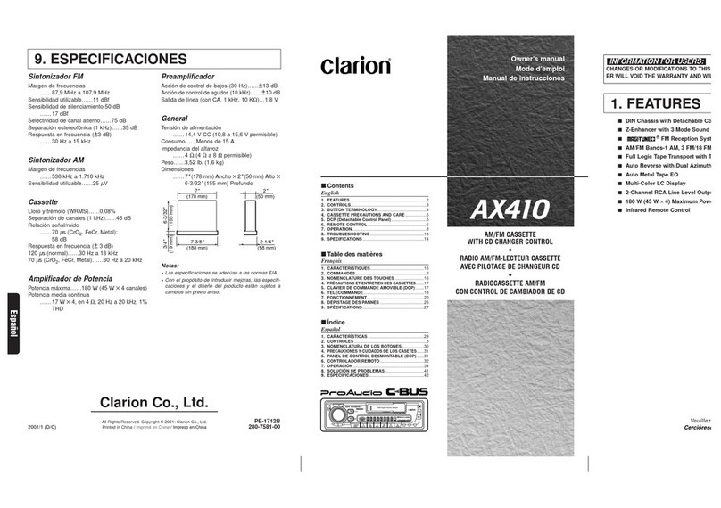 Clarion AX410 owner's manual