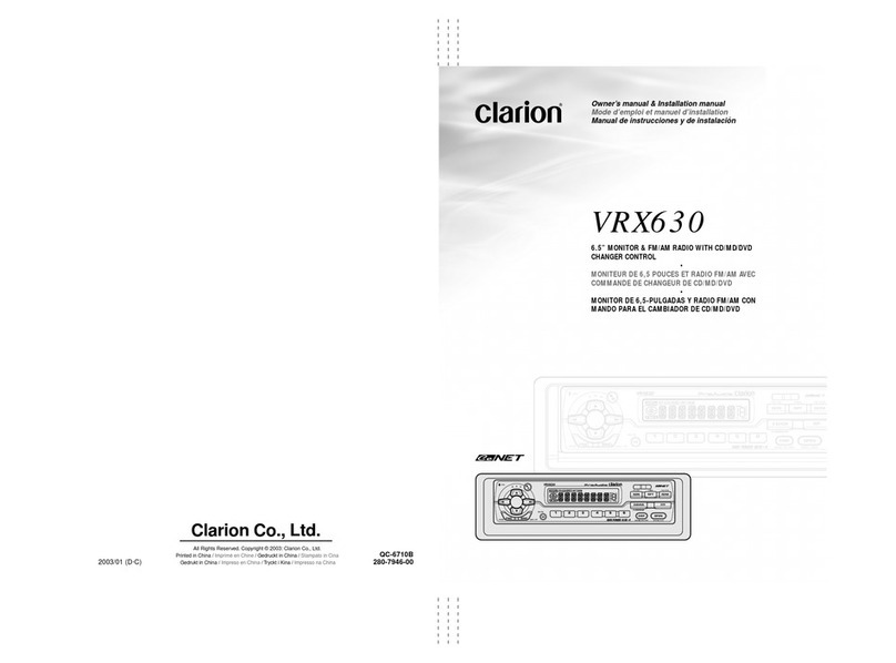 Clarion pro audio vrx 630 Quick start guide