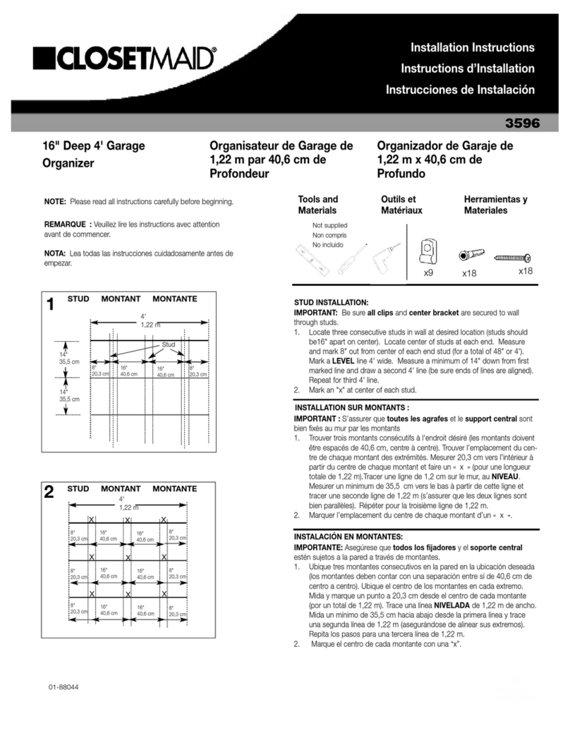 Closet Maid 16" Deep 4' Garage Organizer 3596 installation instructions Closet Maid 16" Deep 4' Garage Organizer 3596 installation instructions