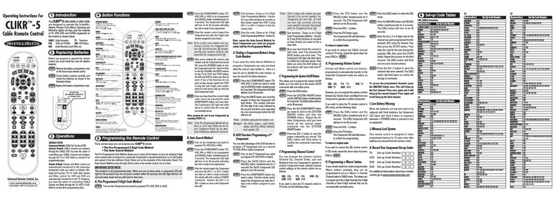 Universal Remote Control CLIKR-5 UR5U-8700L User manual Universal Remote Control CLIKR-5 UR5U-8700L User manual