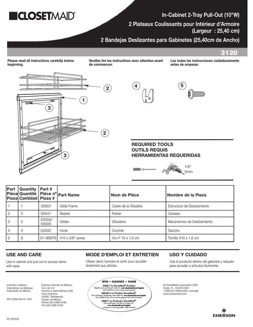 Closet Maid In-Cabinet 2-Tray Pull-Out 3120 User manual