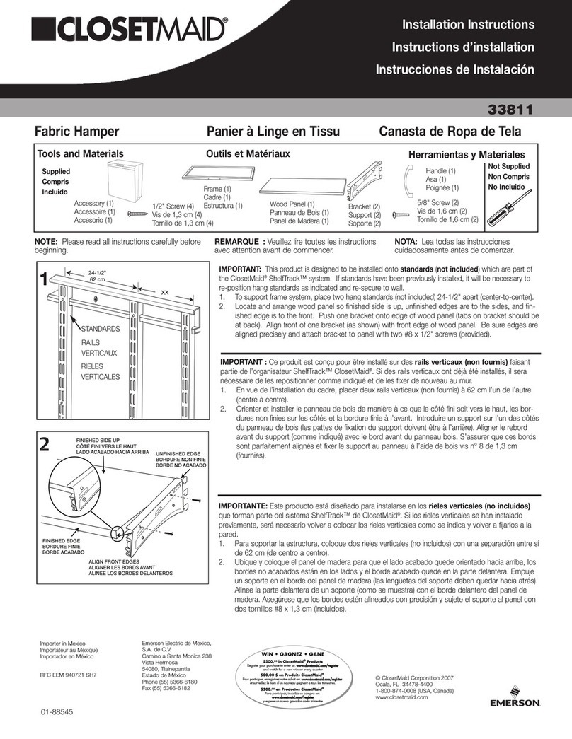 Closet Maid Fabric Hamper 33811 installation instructions