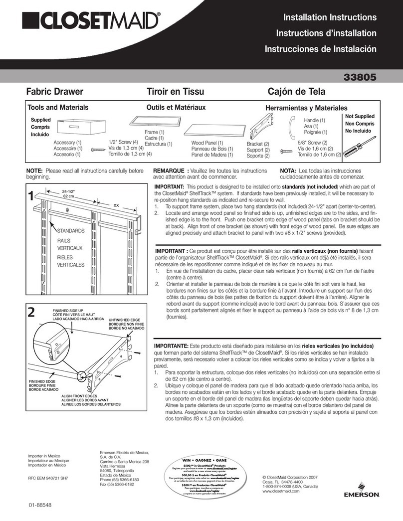 Closet Maid Fabric Drawer 33805 installation instructions
