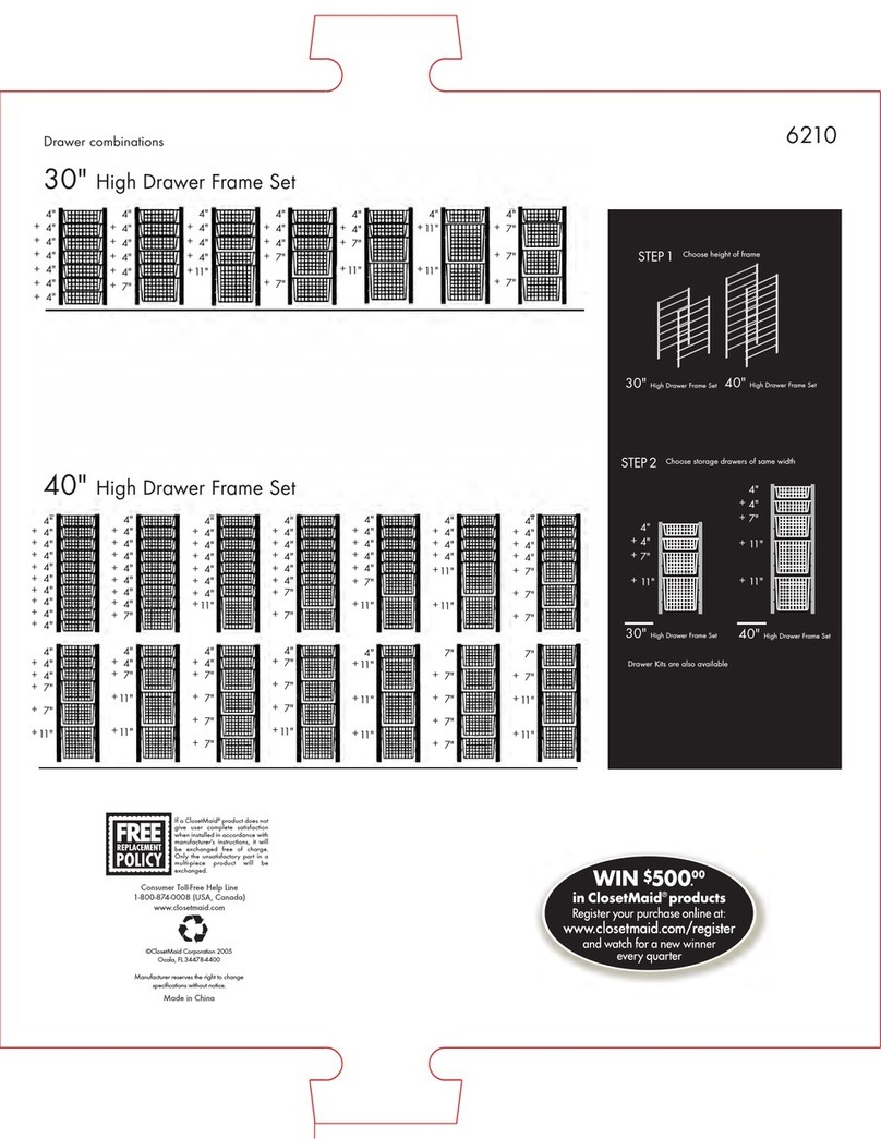 Closet Maid 30" High Drawer Frame Set 6210 instruction sheet