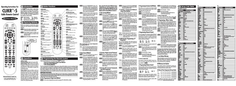 Universal Remote Control CLIKR-5 UR5L-8700L operating instructions