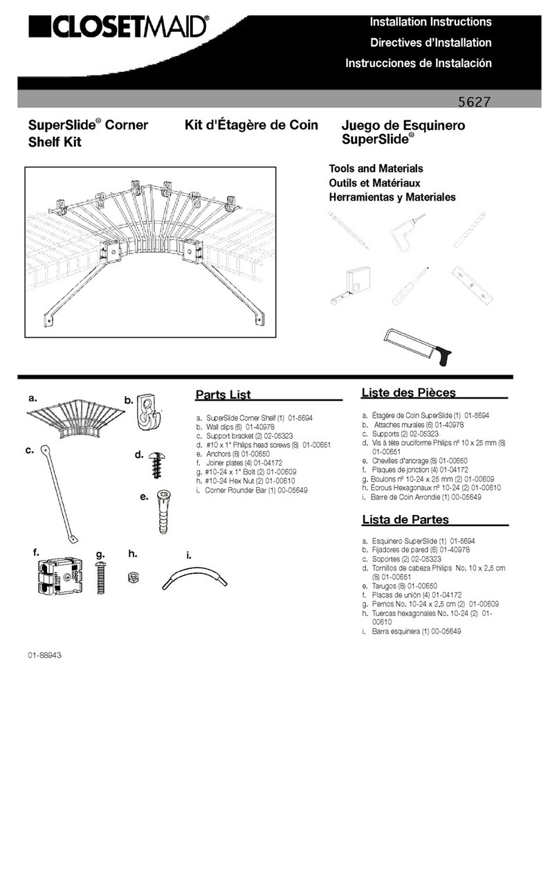 Closet Maid SuperSlide Corner Shelf Kit 5627 User manual