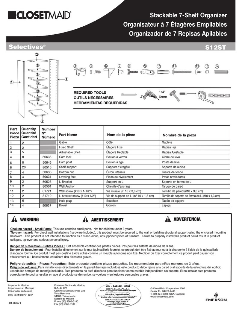 Closet Maid Stackable 7-Shelf Organizer S12ST instruction sheet