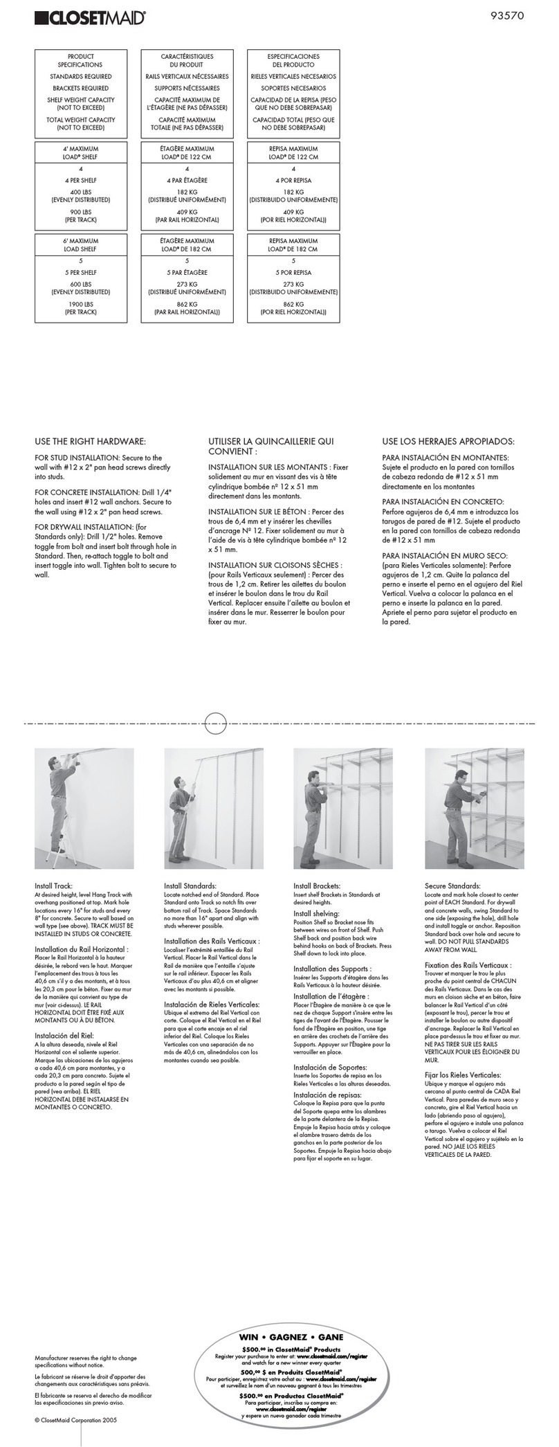 Closet Maid Indoor Furniture 93570 instruction sheet
