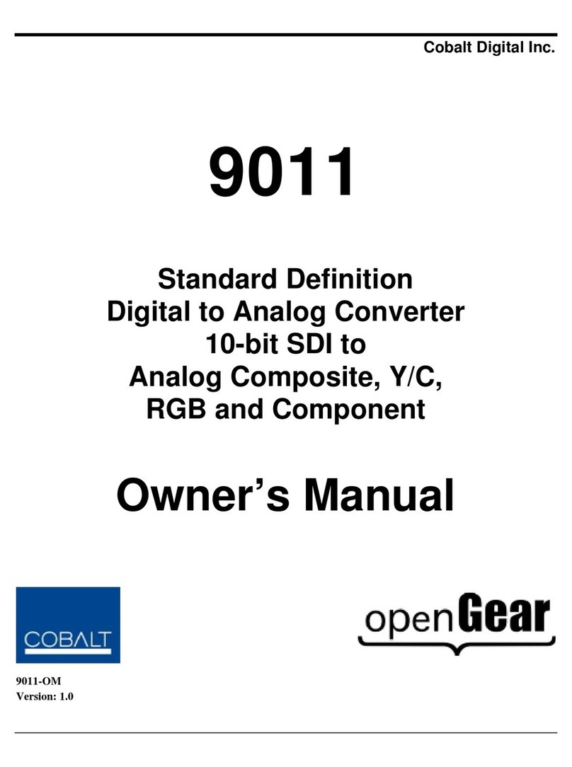 Cobalt Digital Inc 9011 owner's manual