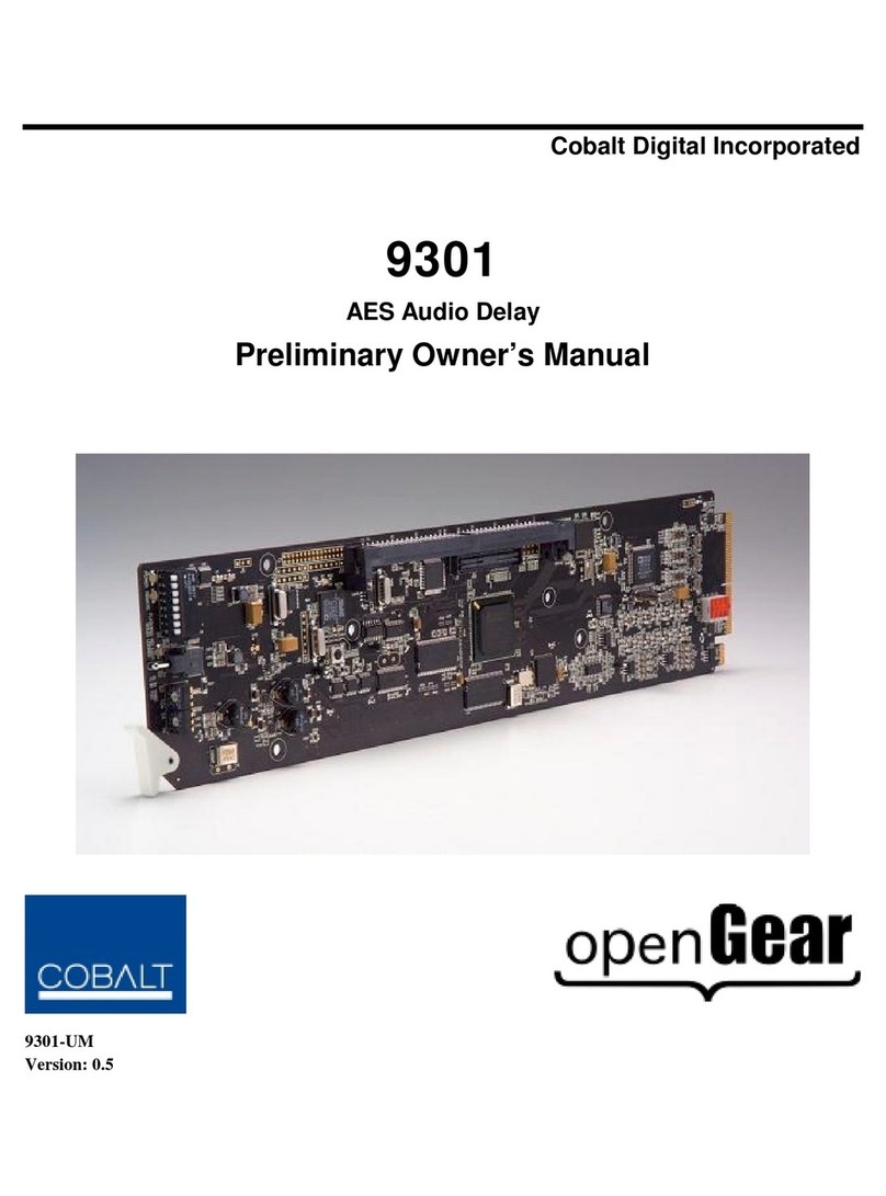 Cobalt Digital Inc AES Audio Delay 9301 owner's manual