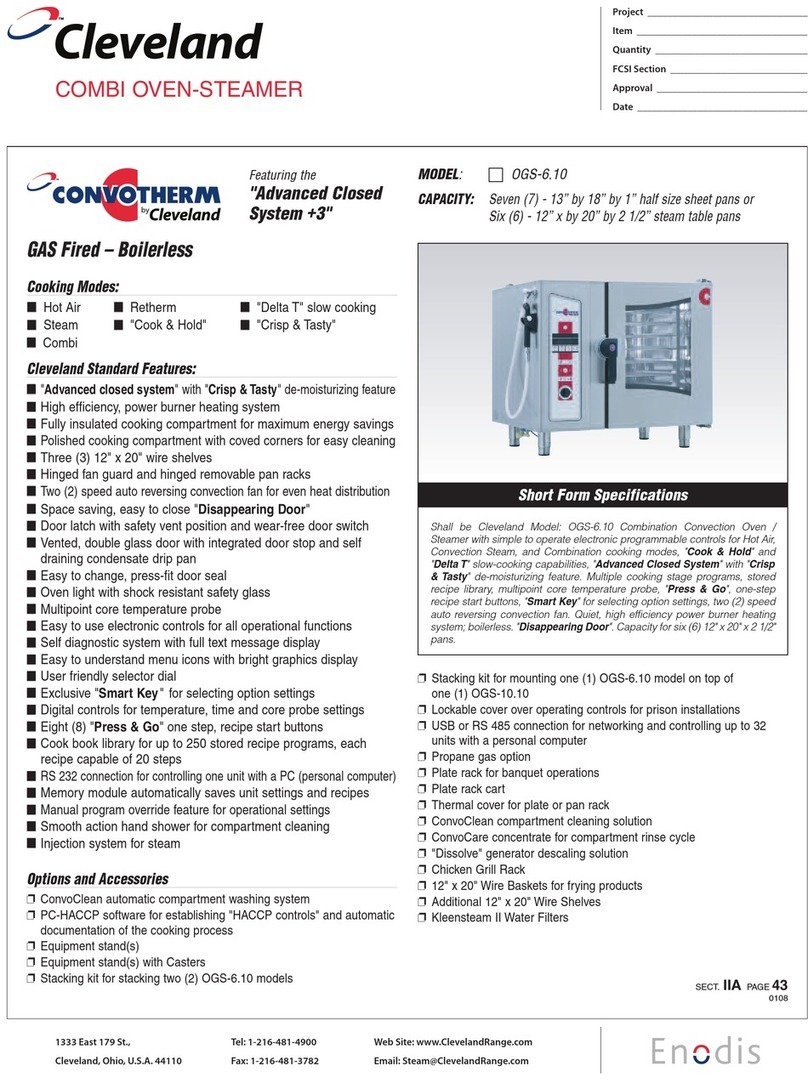 Cleveland Combi Oven-Steamer OGS-6.10 Specification sheet Cleveland Combi Oven-Steamer OGS-6.10 Specification sheet