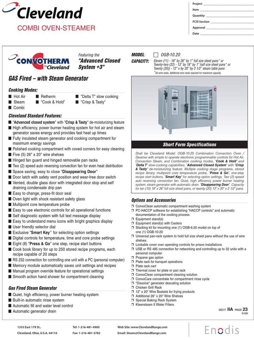 Cleveland Combi Oven-Steamer OGB-10.20 Specification sheet Cleveland Combi Oven-Steamer OGB-10.20 Specification sheet