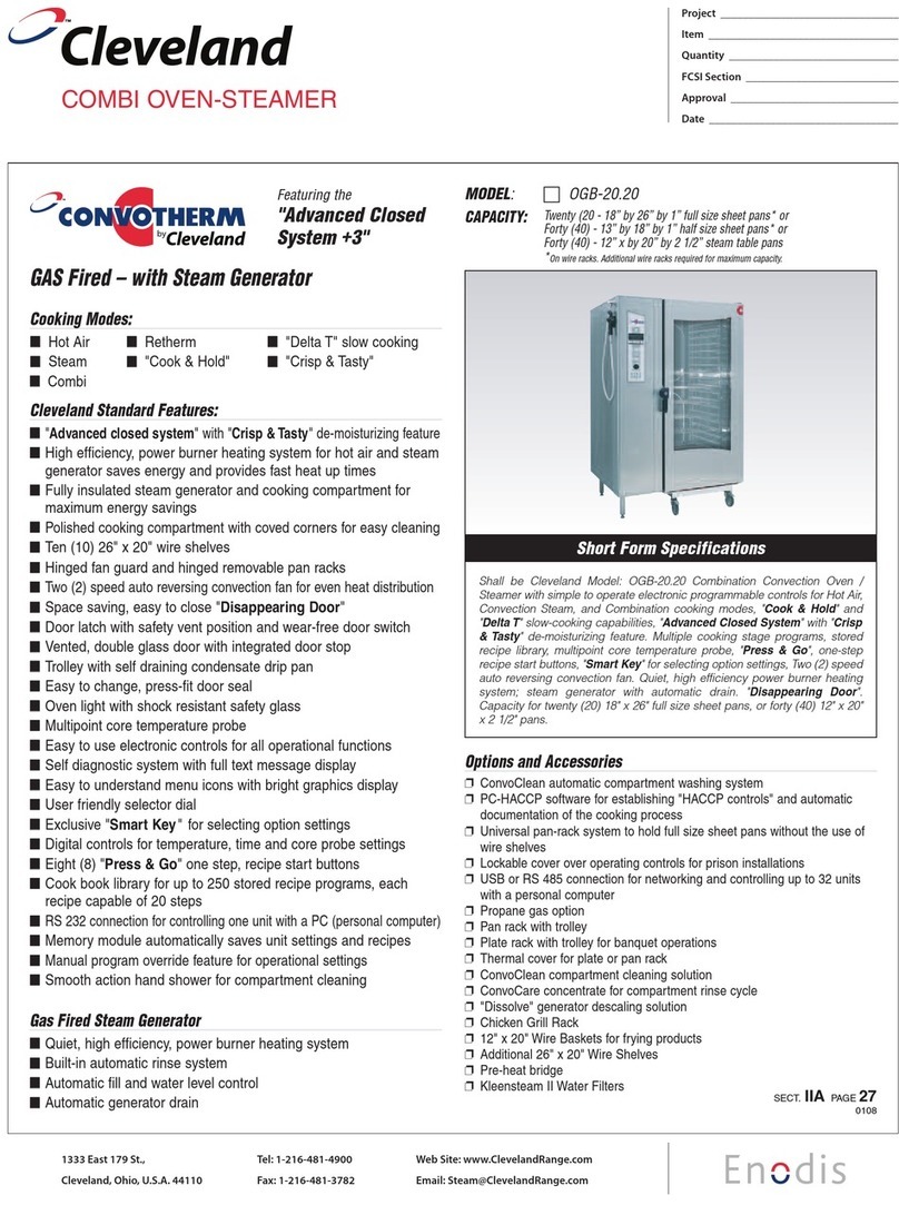 Cleveland Convotherm OGB-20.20 Specification sheet