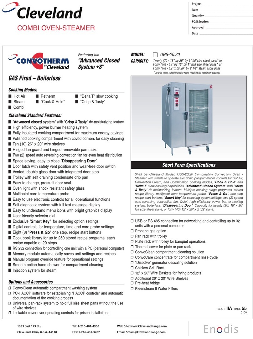 Cleveland Convotherm OGS-20.20 Specification sheet