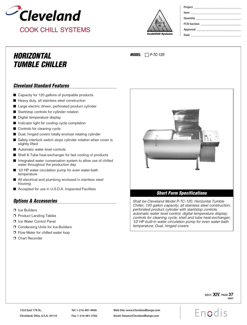 Cleveland Horizontal Tumble Chiller P-TC-120 Specification sheet