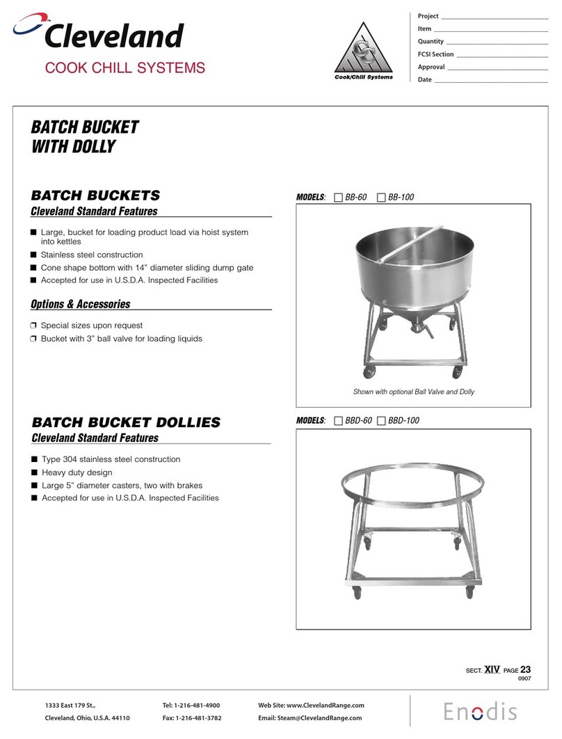 Cleveland Batch Bucket BB-100 Specification sheet