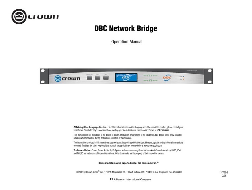 Crown DBC NETWORK BRIDGE 137769-3 Operation manual Crown DBC NETWORK BRIDGE 137769-3 Operation manual