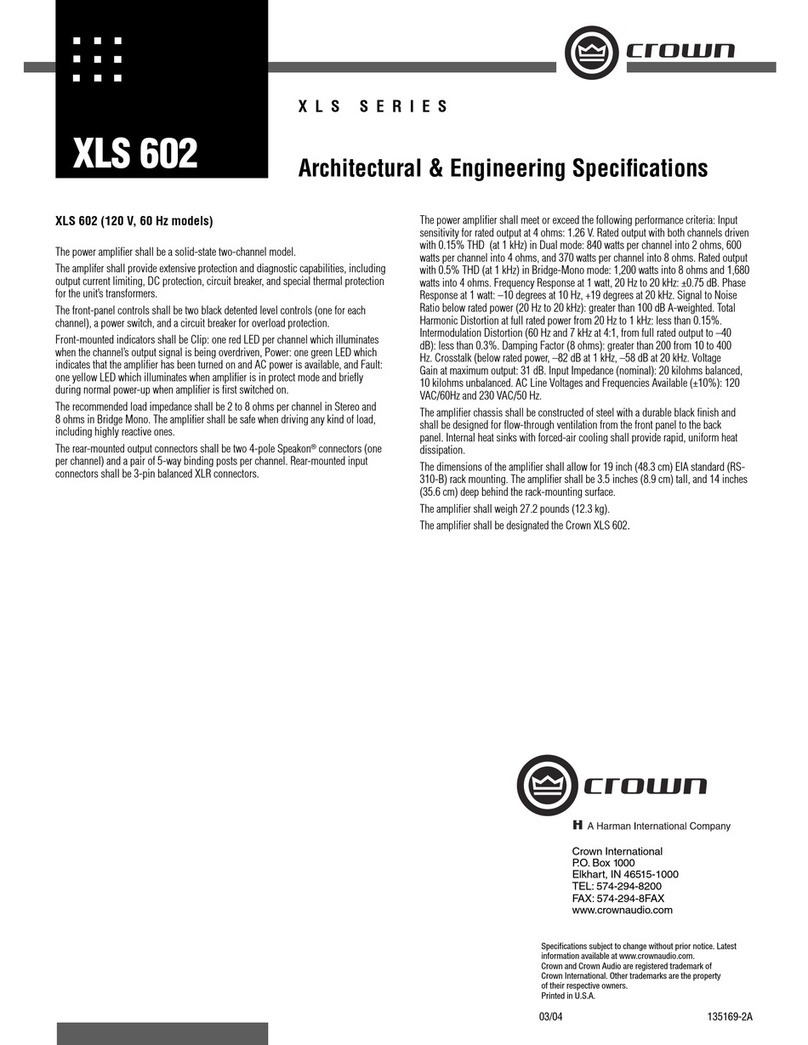 Crown XLS 602 User manual