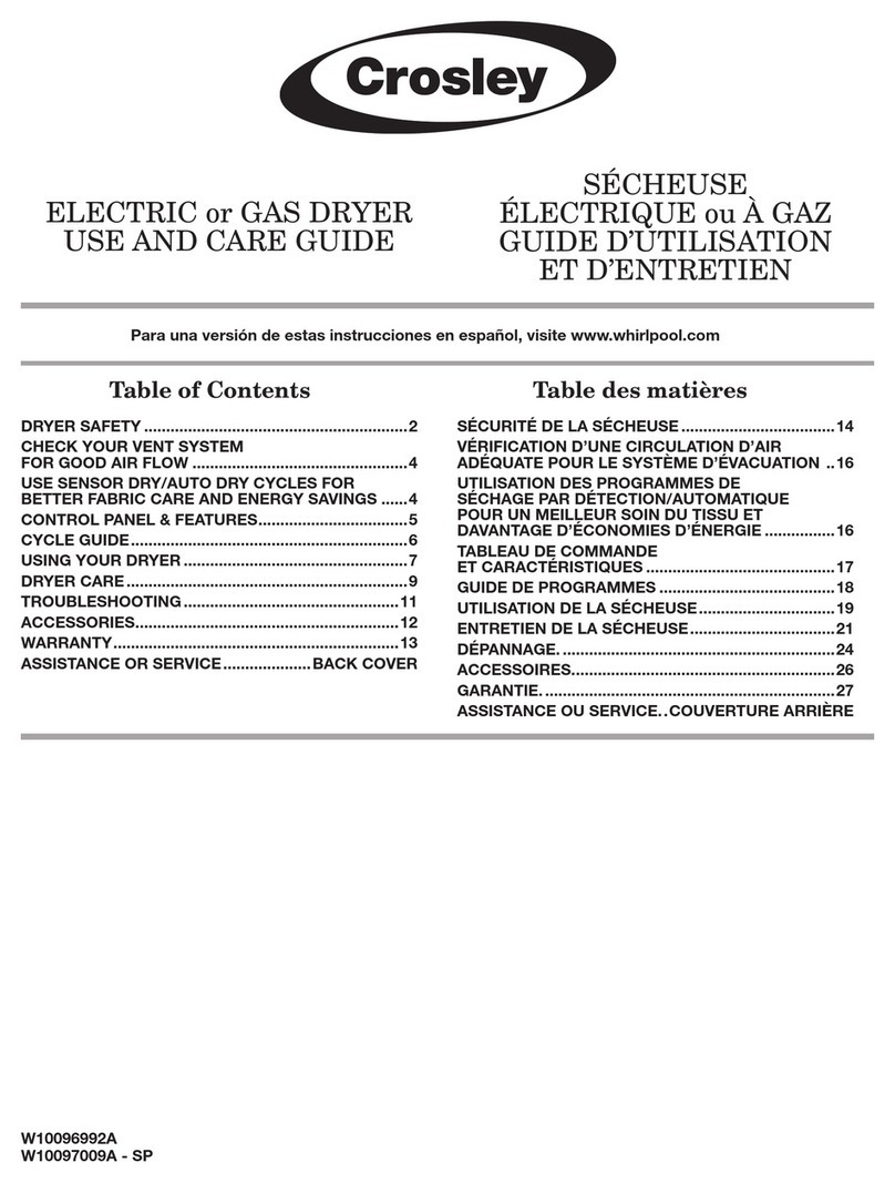 Crosley W10097009A Use and care guide