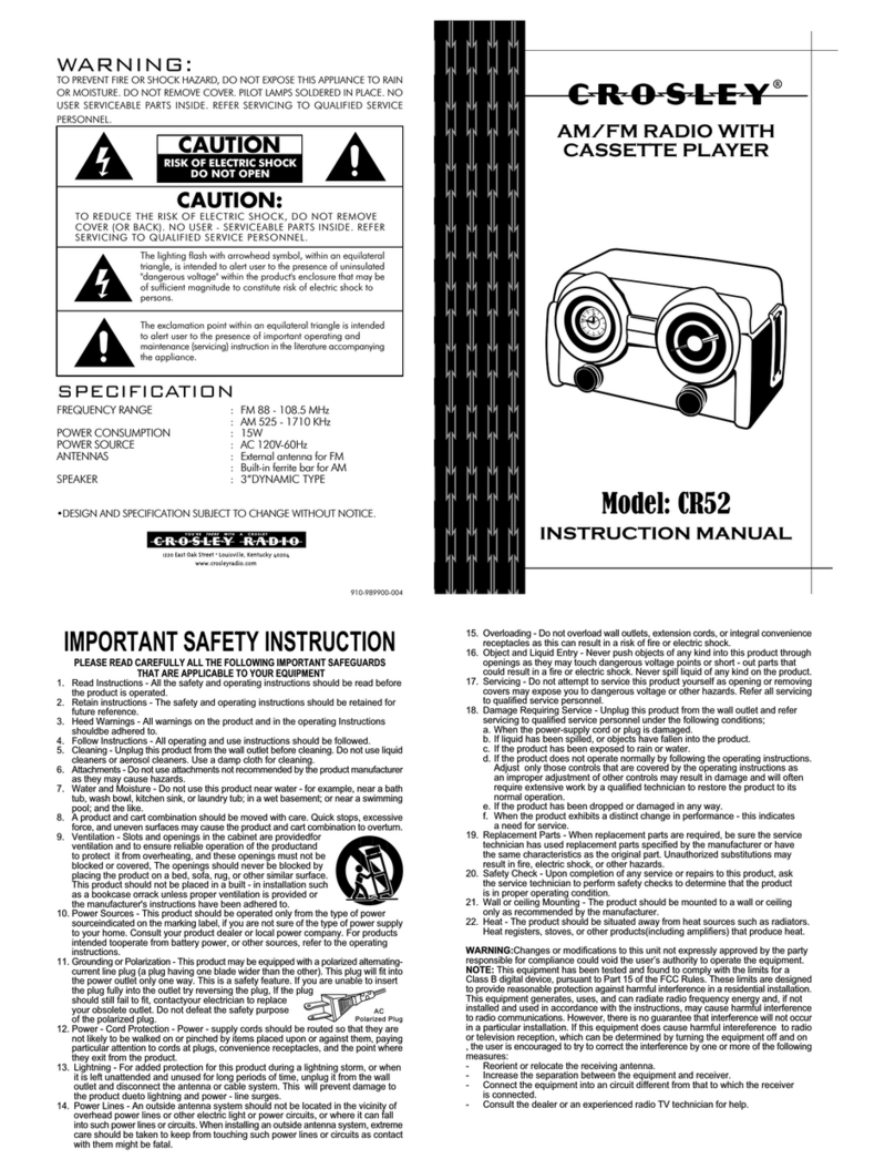 Crosley Crosley Coloradio CR52 User manual