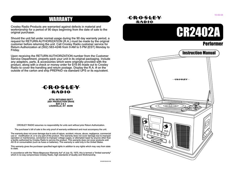 Crosley Performer CR2402A User manual