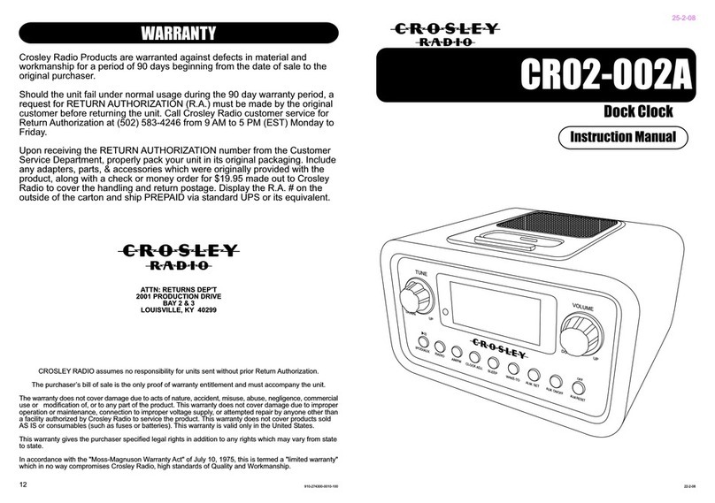 Crosley CR02-002A instruction manual