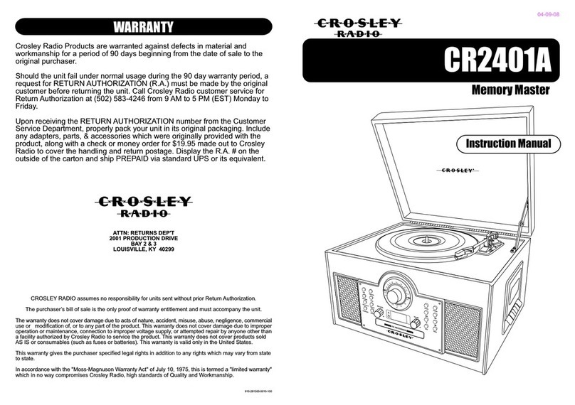 Crosley Memory Master CR2401A instruction manual
