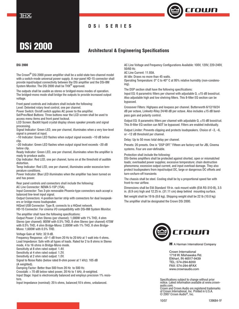 Crown DSi 2000 User manual