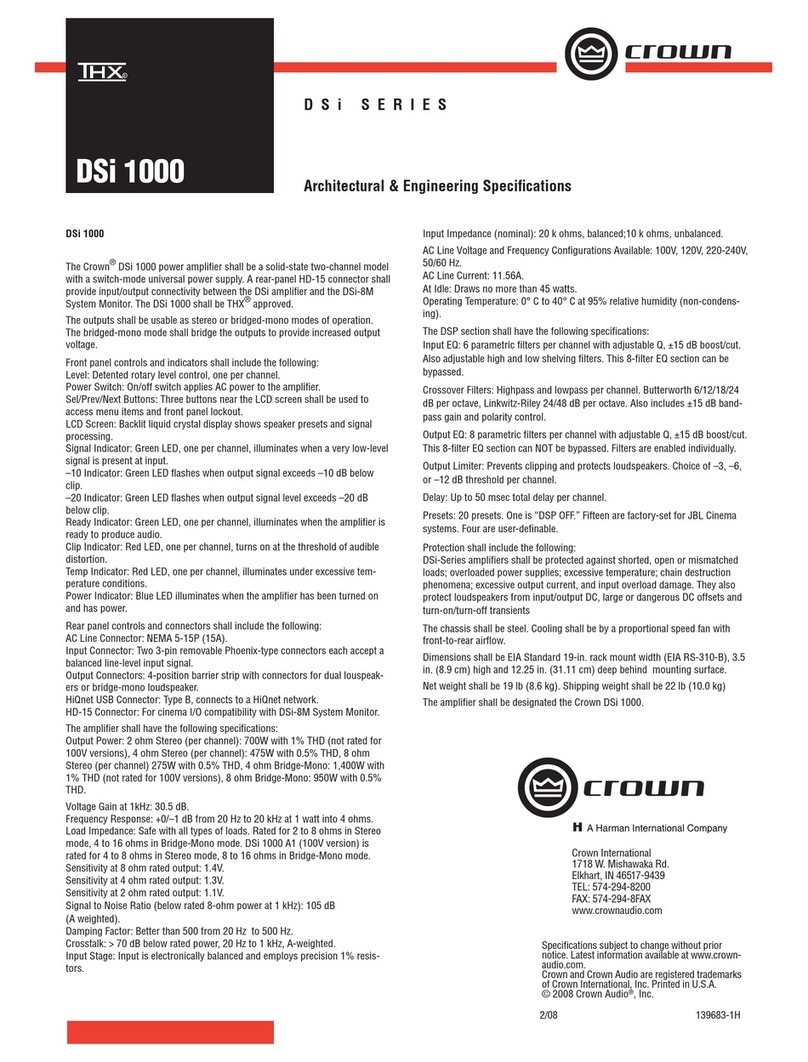 Crown DSi 1000 User manual
