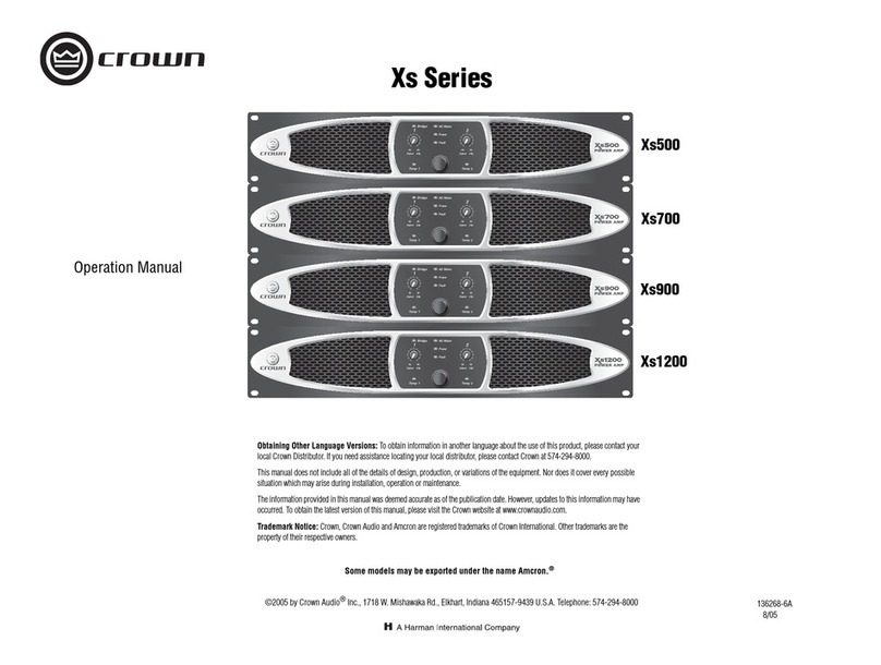 Crown Xs Series User manual