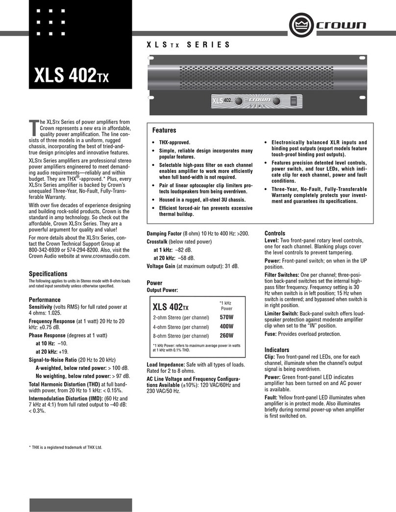 Crown XLS-402TX User manual Crown XLS-402TX User manual