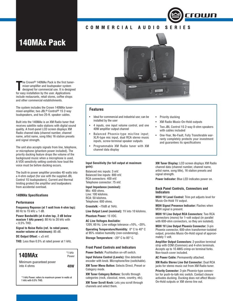 Crown Commercial Audio 140MAx datasheet