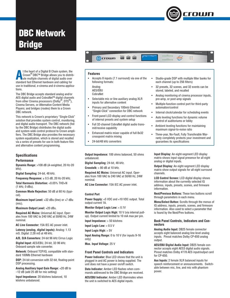 Crown Network Bridge Specification sheet