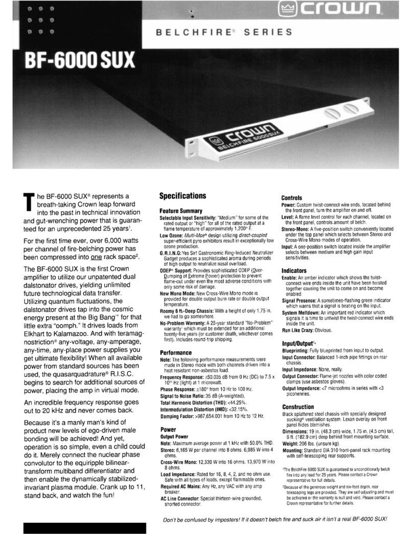 Crown Belchfire Series BF-6000 SUX Specifications
