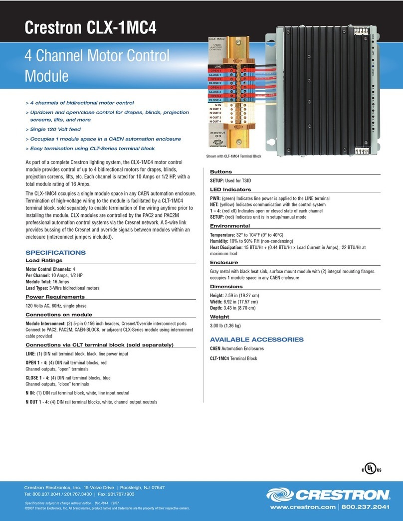 Crestron 4 Channel Motor Control Module CLX-1MC4 User manual