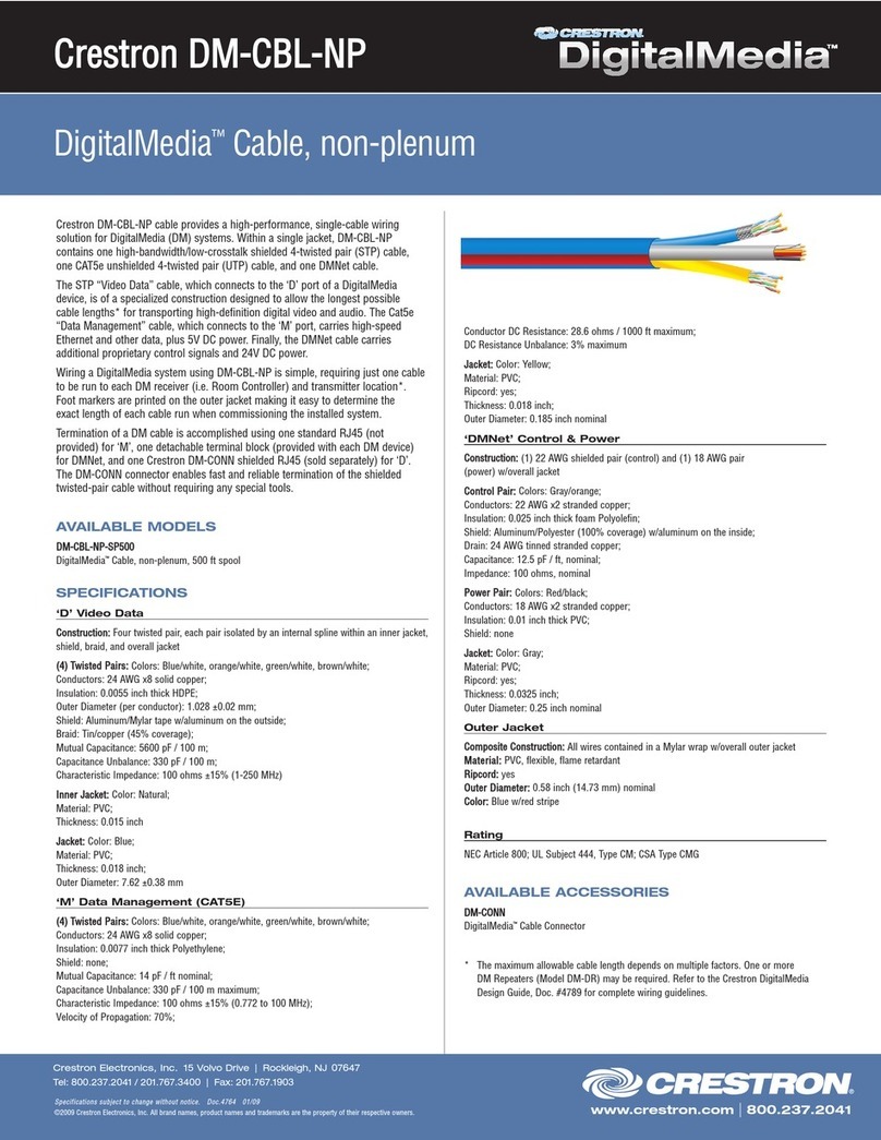 Crestron Digital Media DM-CBL-NP User manual