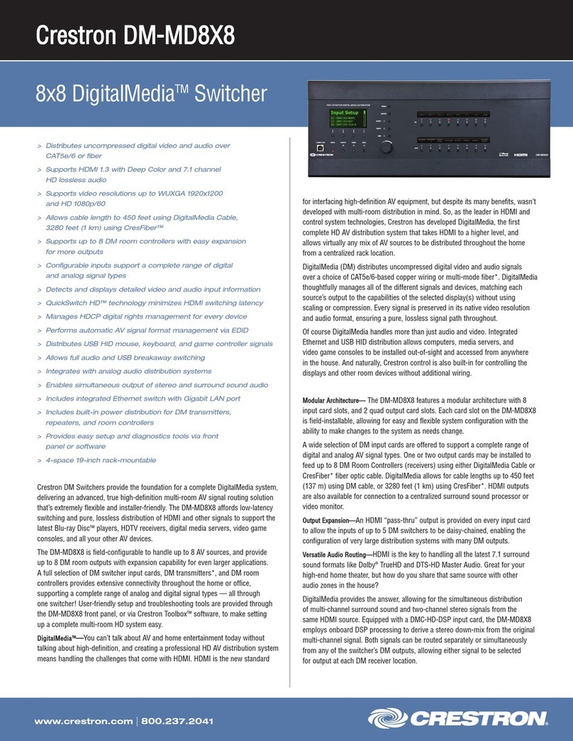 Crestron 8x8 DigitalMedia DM-MD8X8 User manual
