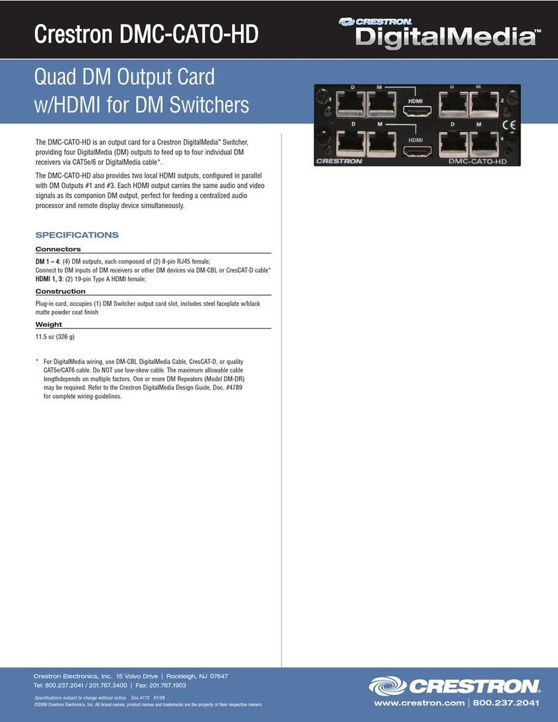 Crestron DigitalMedia DMC-CATO-HD Specifications Crestron DigitalMedia DMC-CATO-HD Specifications