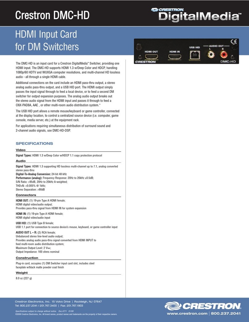 Crestron HDMI Input Card DMC-HD User manual