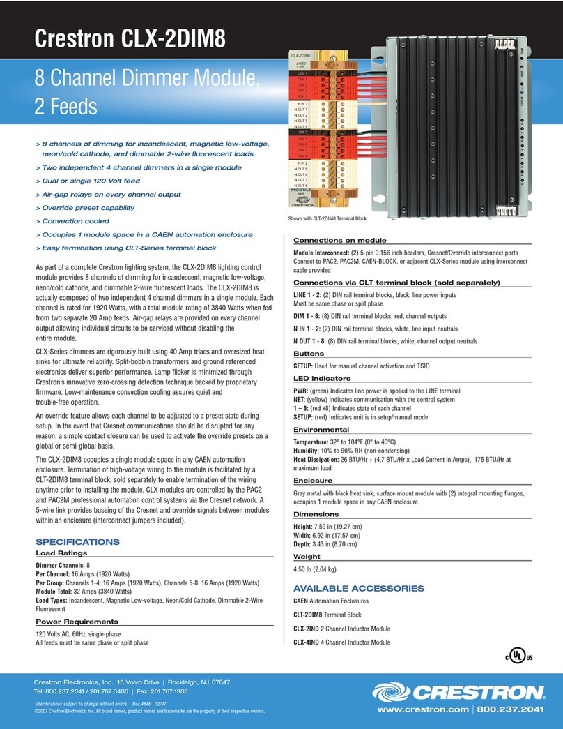 Crestron 8 Channel Dimmer Module CLX-2DIM8 Specification sheet Crestron 8 Channel Dimmer Module CLX-2DIM8 Specification sheet