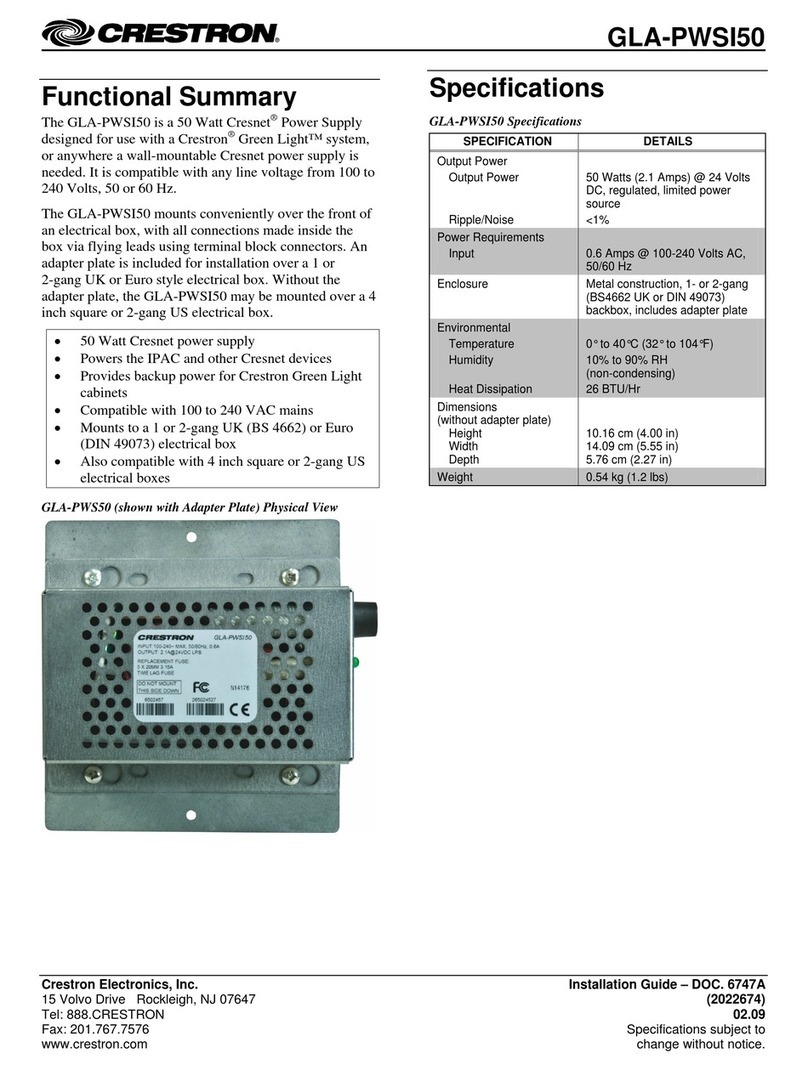 Crestron GLA-PWSI50 User manual