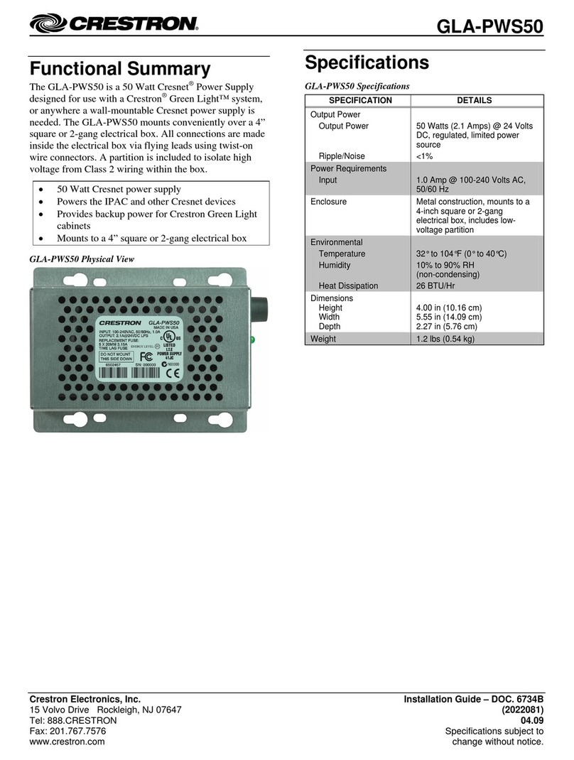 Crestron GLA-PWS50 User manual