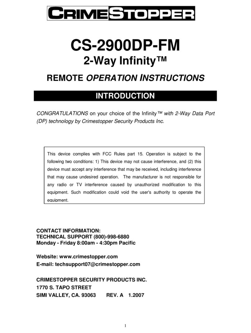 CrimeStopper Infinity CS-2900DP-FM User manual